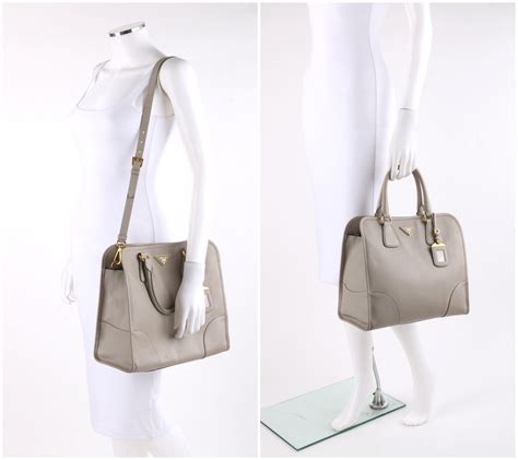 pomice colore prada|PRADA c.2011 “Saffiano Lux” Pomice Grey Leather Tote .